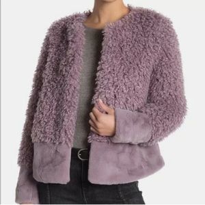 NWT Romeo & Juliet Faux Wool Faux Fur Jacket Fluffy Teddy Coat Lilac Sz M